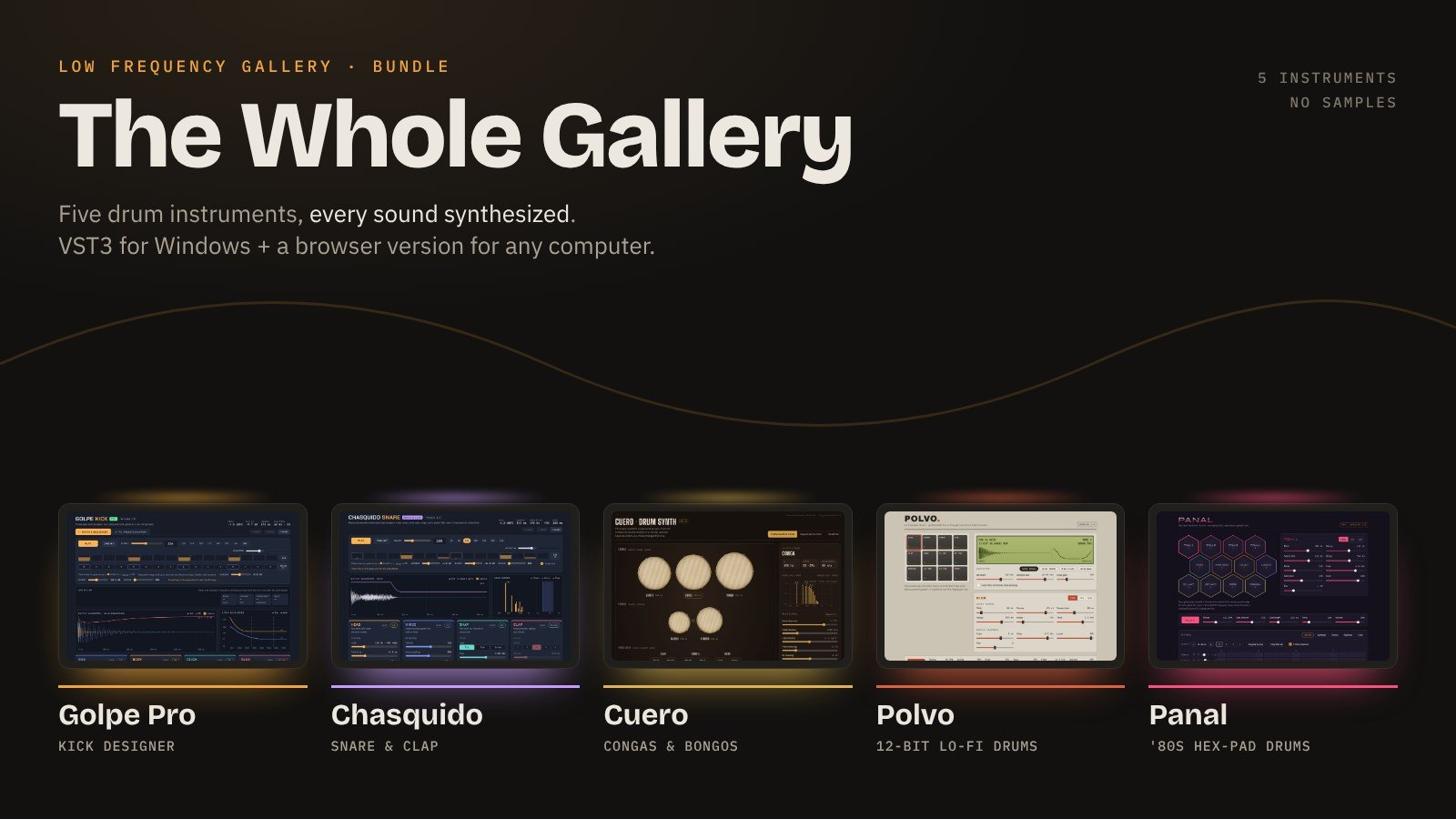 The Whole Gallery bundle: Golpe Pro, Chasquido, Cuero, Polvo and Panal